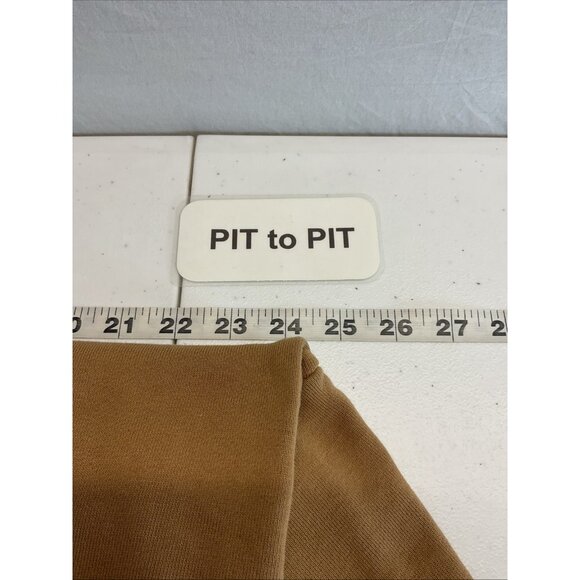 EVERLANE1/4-ZIP terry SWEATSHIRT IN Camel Tan  SIZE LG Preppy neutral organic‎ - Picture 4 of 7